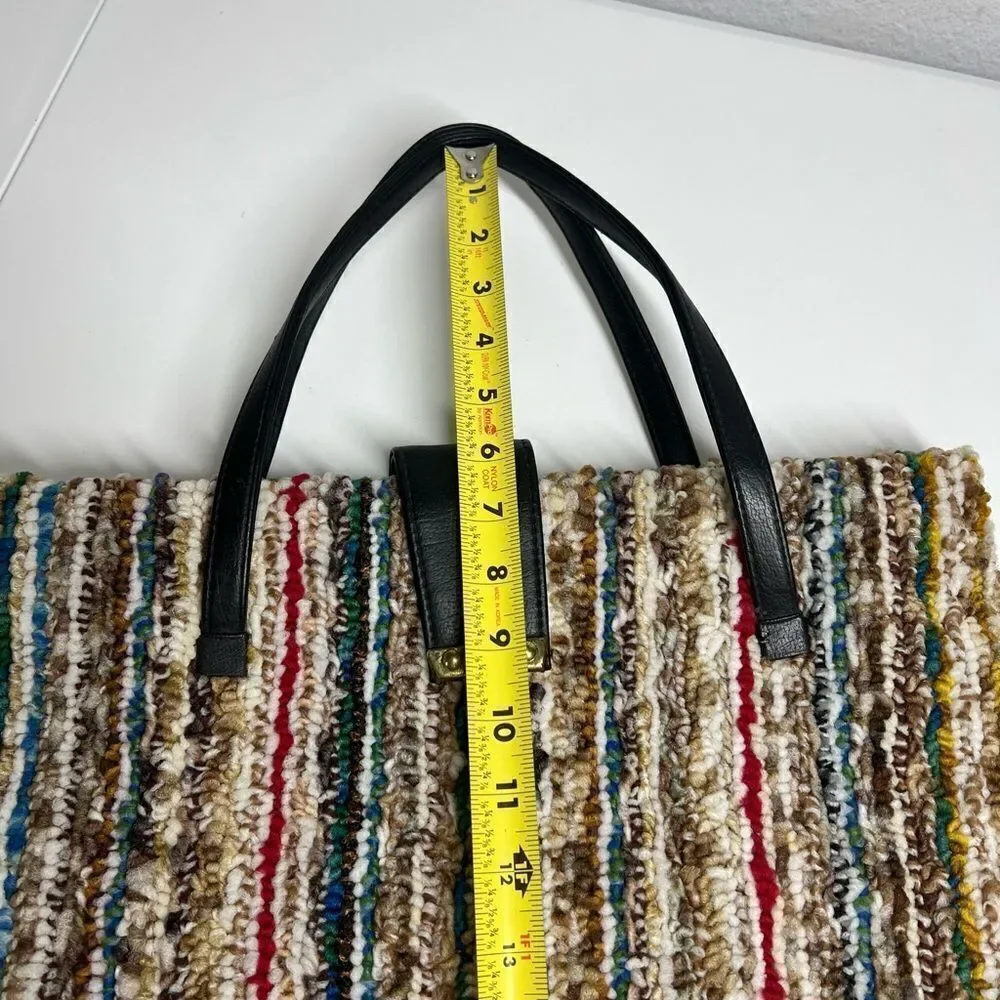Vintage Sherpa Knit Multicolor Two Black Two Straps Hand Bag Laptop Bag